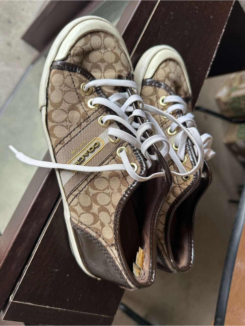 Coach Beige Brown Signature Canvas Sneakers